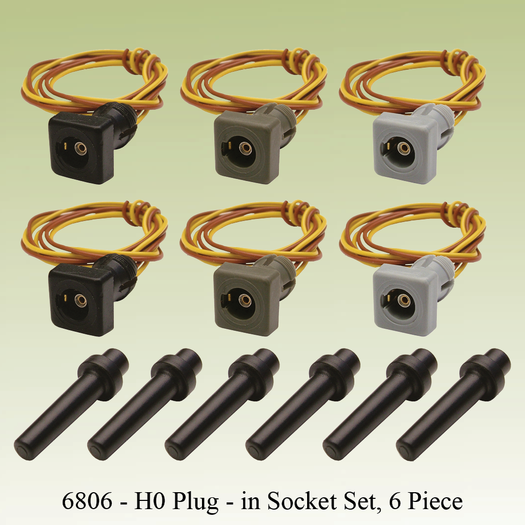 6806 H0 Plug-in Socket Set, 6 Pieces (Grey, Green, Black) - 